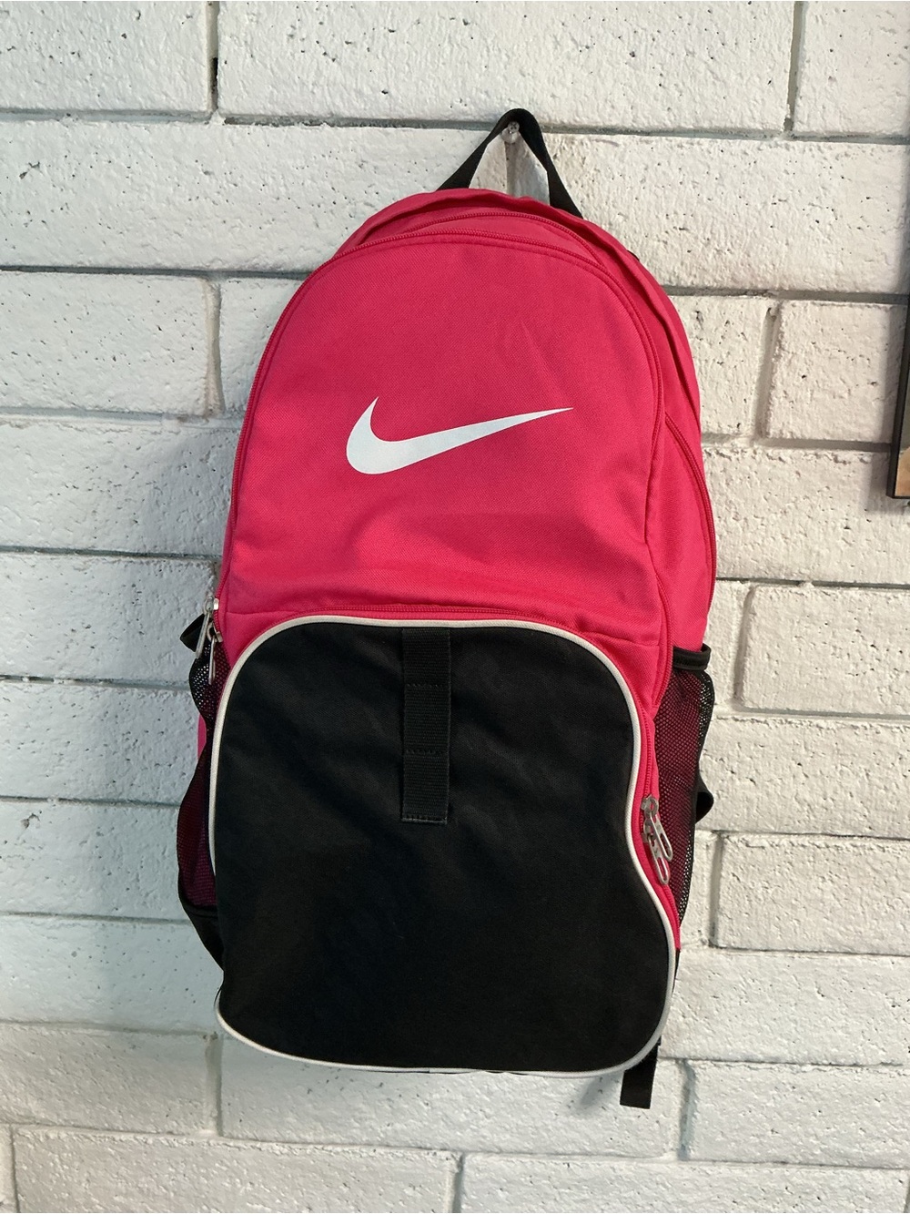 Nike Large Backpack Pink Black 4 Pocket School Gym Travel Bag Unisex